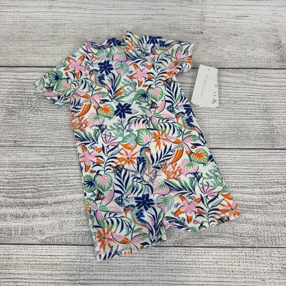 Ralph Lauren Infant Boys Tropical One Piece Swim Romper Size 9M/12M - Picture 1 of 9